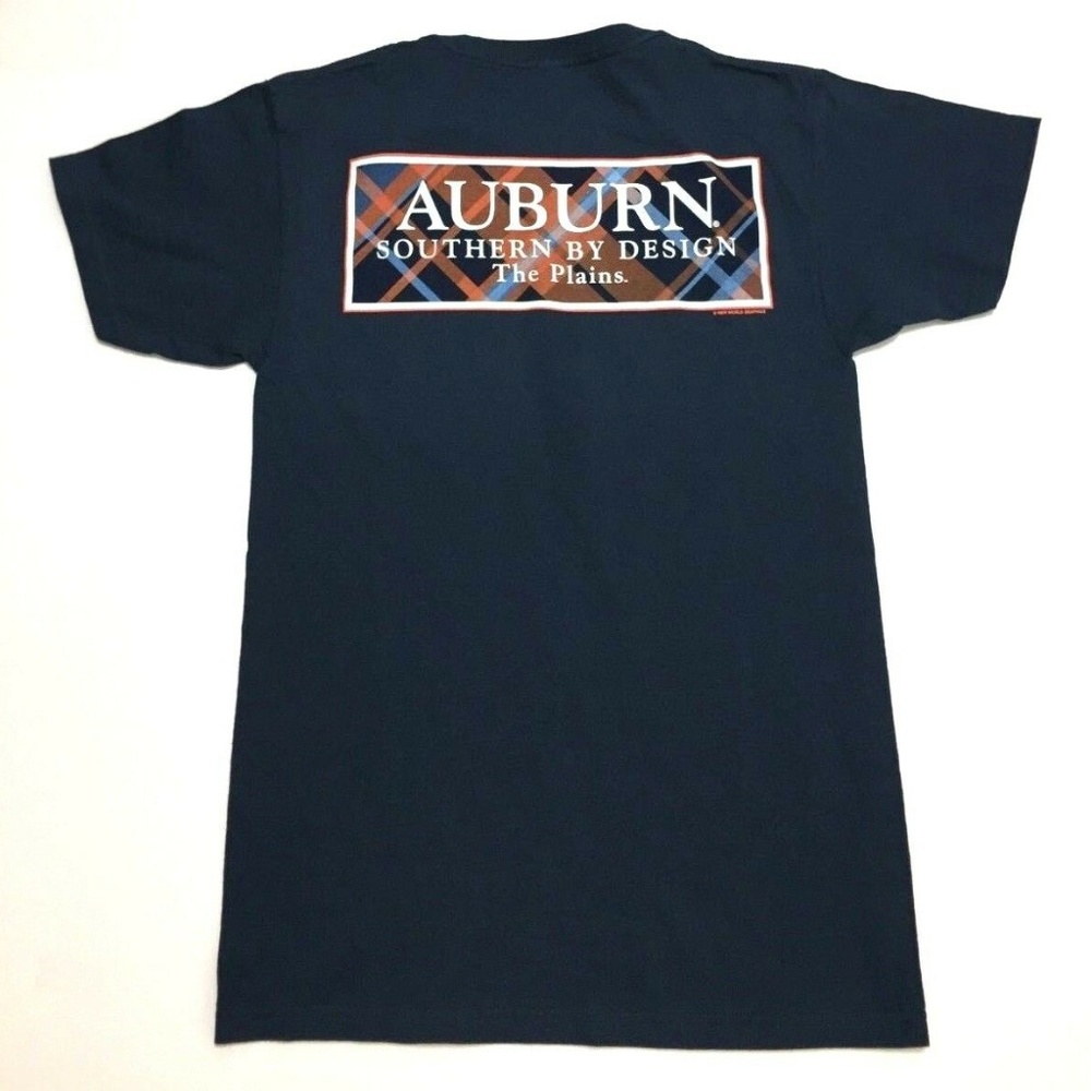 Auburn Tigers T-Shirt Navy Plaid Pattern Tee